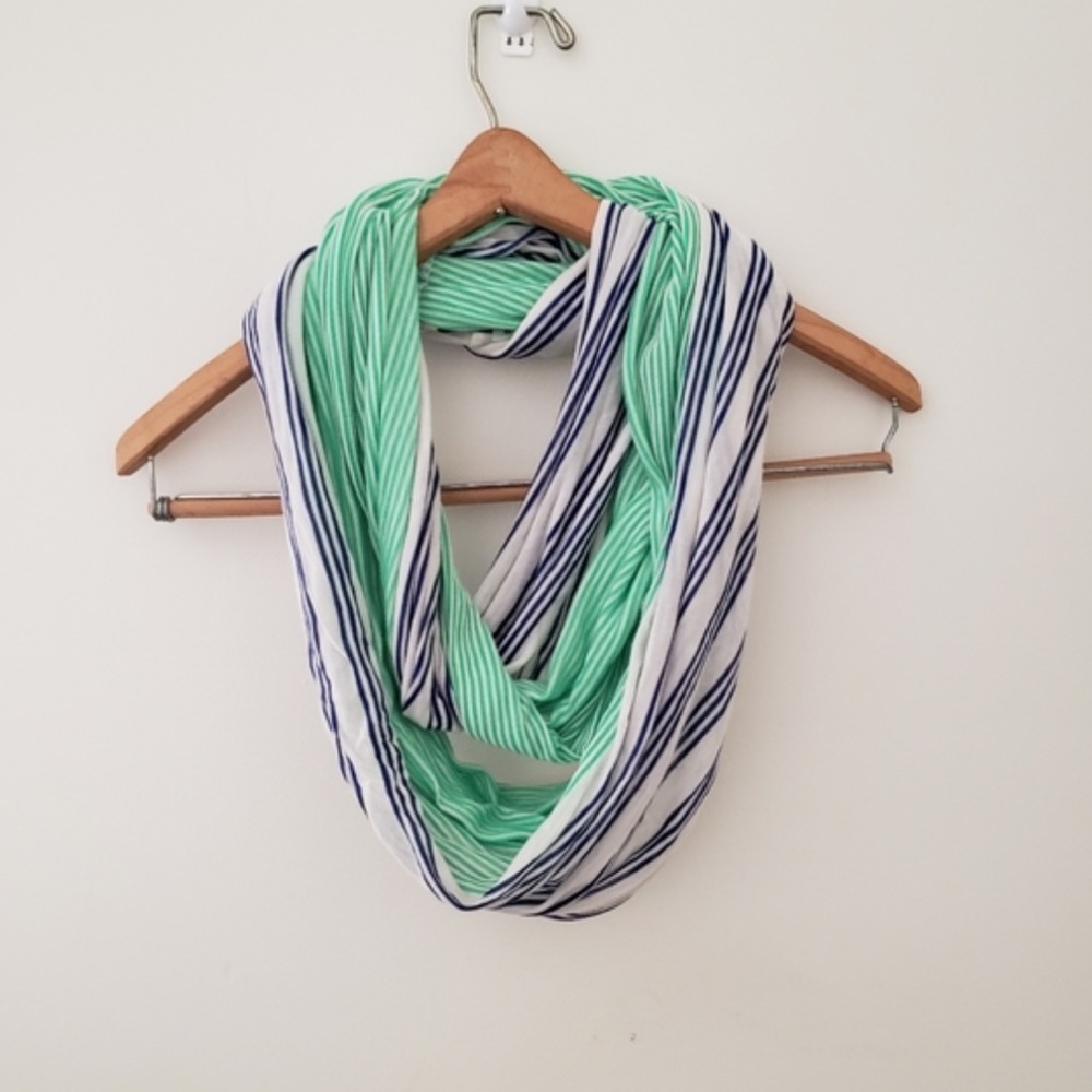 Gap Cabo Green Striped Colorblock Infinity Scarf